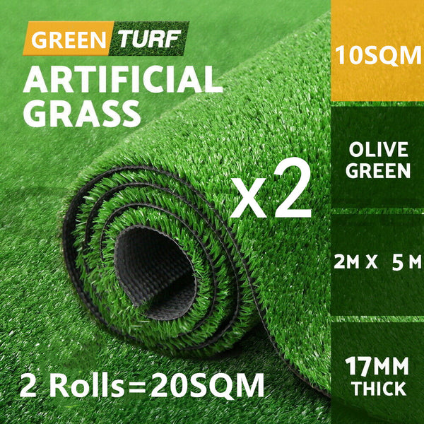 Two Pieces 2X5M Artificial Grass 17MM 20M2