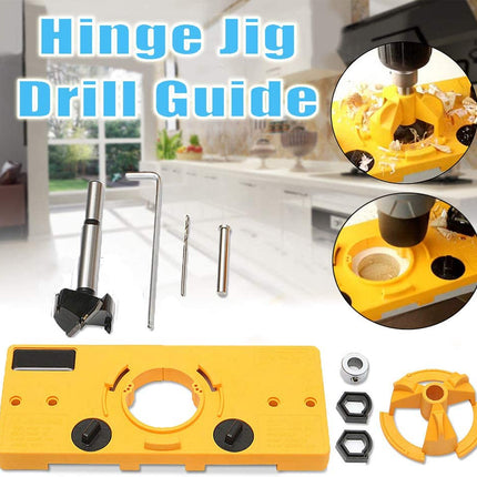 Concealed 35mm Cup Style Hinge Jig Boring Hole Drill Guide with Drill Bit Wood - salelink.co.nz