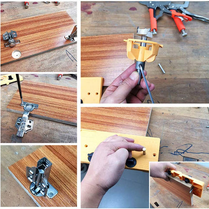 Concealed 35mm Cup Style Hinge Jig Boring Hole Drill Guide with Drill Bit Wood - salelink.co.nz