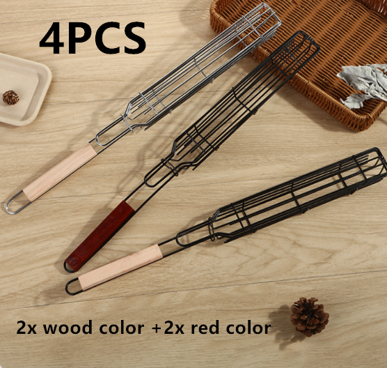 Grilling Basket BBQ Sausage Rack 4PCS