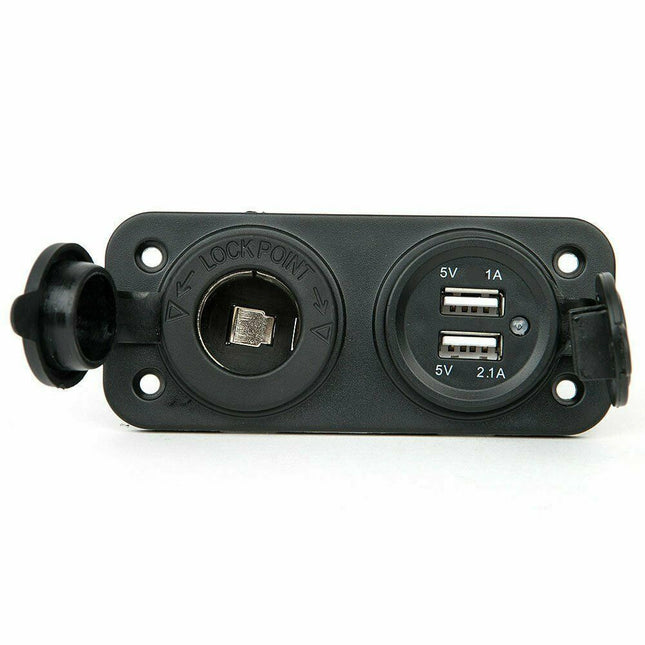12V Car Cigarette Lighter Socket 2.1A Dual USB Charger Power Outlet