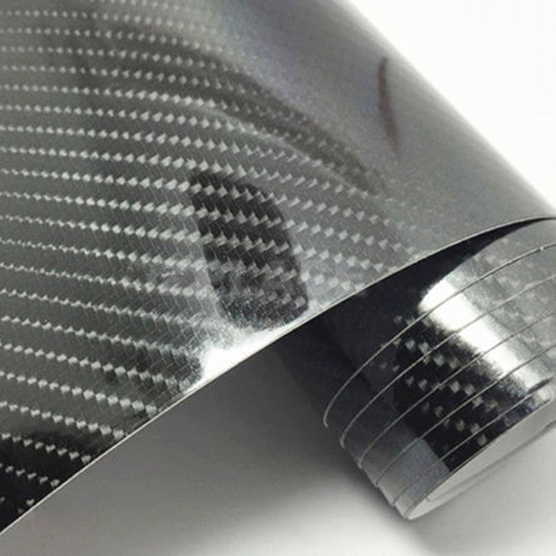 5D 1.52M x 200cm Gloss Black Carbon Fibre Fiber Vinyl Car Wrap Air Release Film