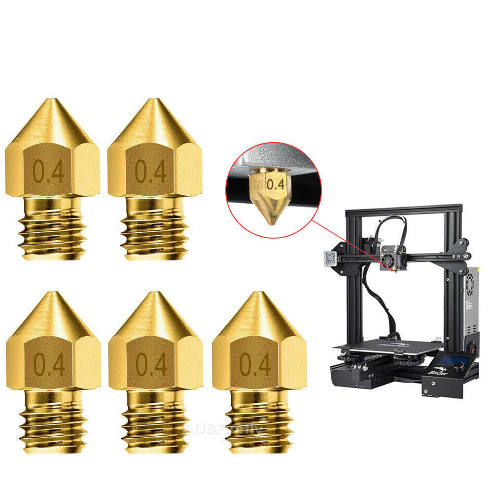 5pcs For Ender 3 PRO CR10 3D Printer 1.75mm 0.4mm MK8 Extruder Nozzles