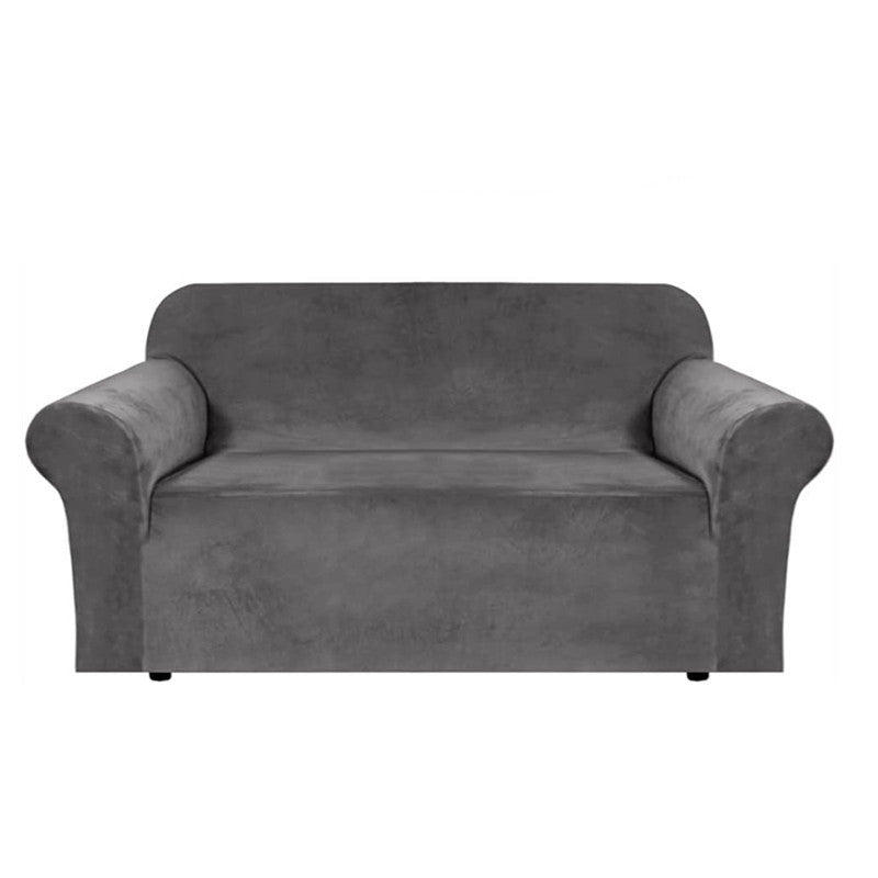 Velvet Sofa Cover - Grey 2 Seater