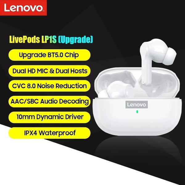 NEW Lenovo LP1S Earbuds White