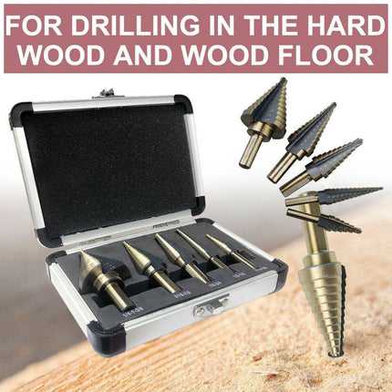 5PCS HSS Step Steel Cone Drill Titanium Bits Set - salelink.co.nz