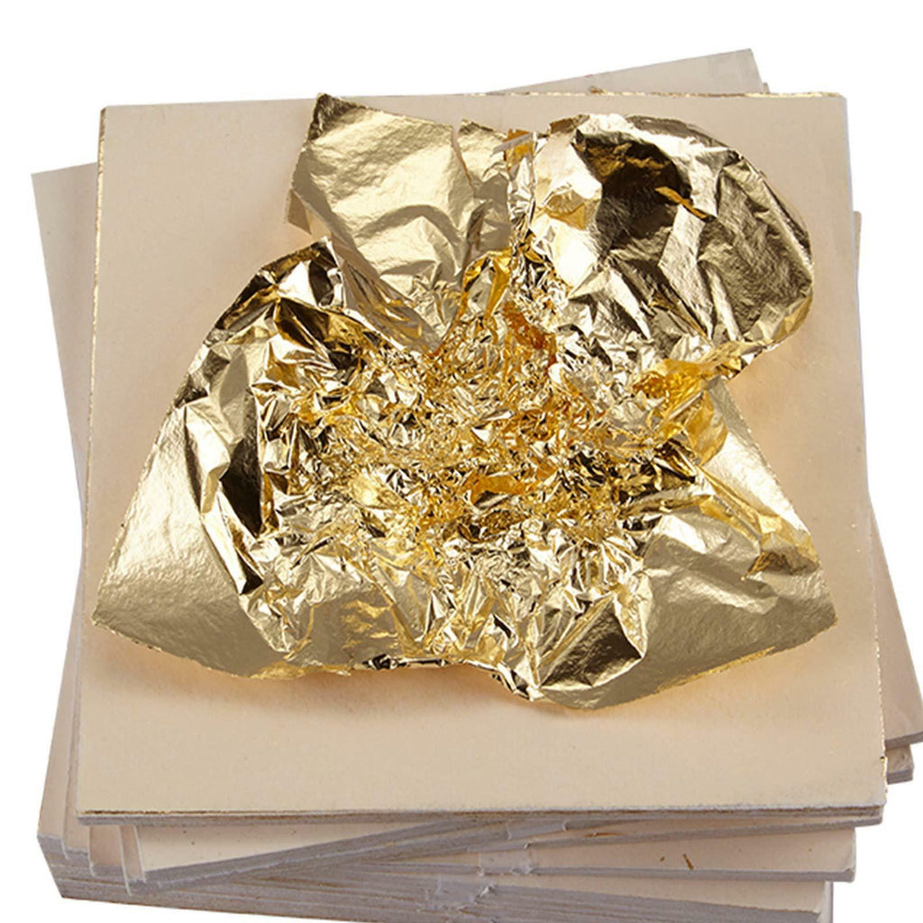 100 Sheets Gold Leaf Foil Paper Gilding Art Craft 14x14cm