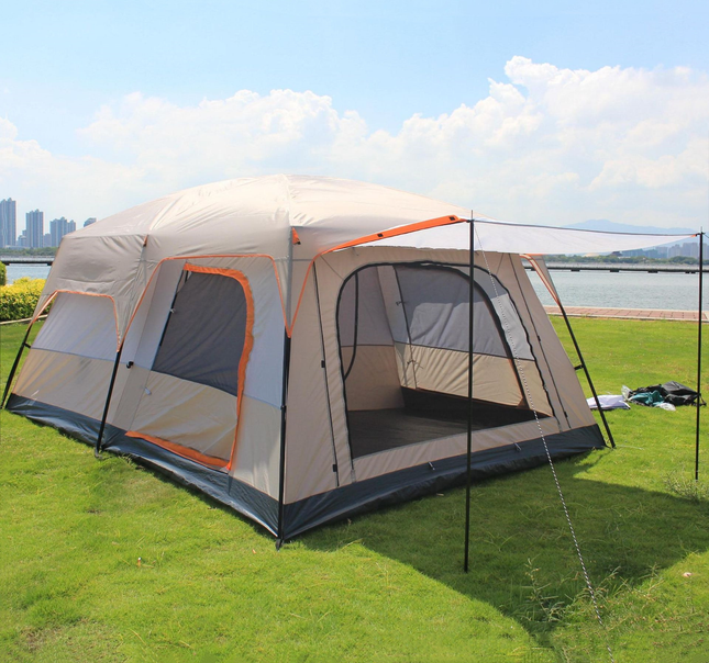 Camping Tent 5-8persons 310x220x190cm Khaki - salelink.co.nz