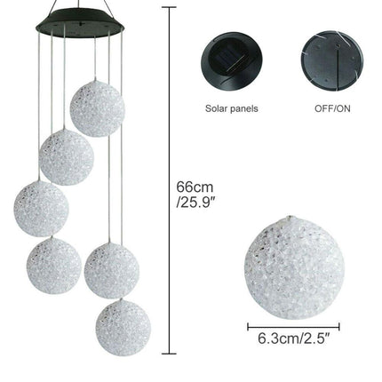 Hanging Wind Chimes Solar Powered LED Light Colour Changing Garden Outdoor Decor - salelink.co.nz