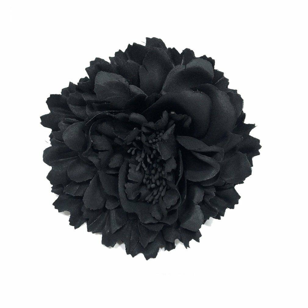 Black Elegant Rose Flower Hair Clip Brooch Hairpins for Women Hair Decoration