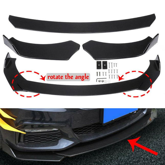 Universal Gloss Black Car Front Bumper Protector Lip Kit - salelink.co.nz