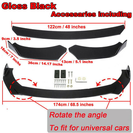 Universal Gloss Black Car Front Bumper Protector Lip Kit - salelink.co.nz