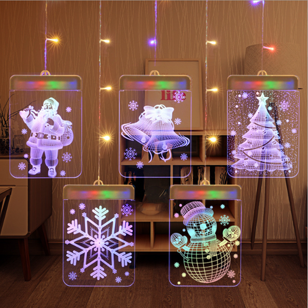 Christmas 3D Hanging Lamp Acrylic Board LED Light Window Decorative Lamp Party