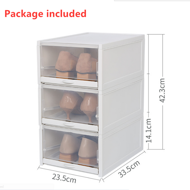 3X Push-pull Shoes Box Rack Foldable Shoe Organizer - salelink.co.nz
