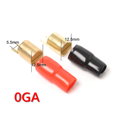 4 Pack Car Audio Power Ground Wire Fork Terminals Brass 1/0 Gauge Connectors Red and Black Boots - salelink.co.nz