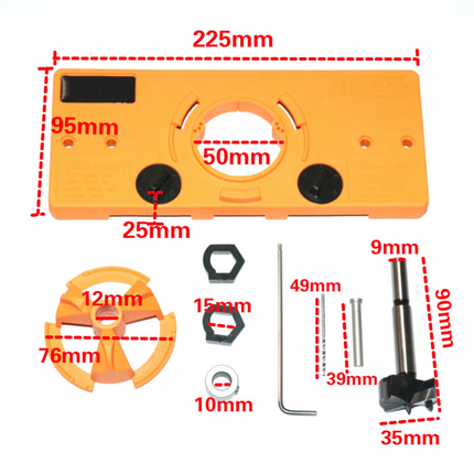 Concealed 35mm Cup Style Hinge Jig Boring Hole Drill Guide with Drill Bit Wood - salelink.co.nz