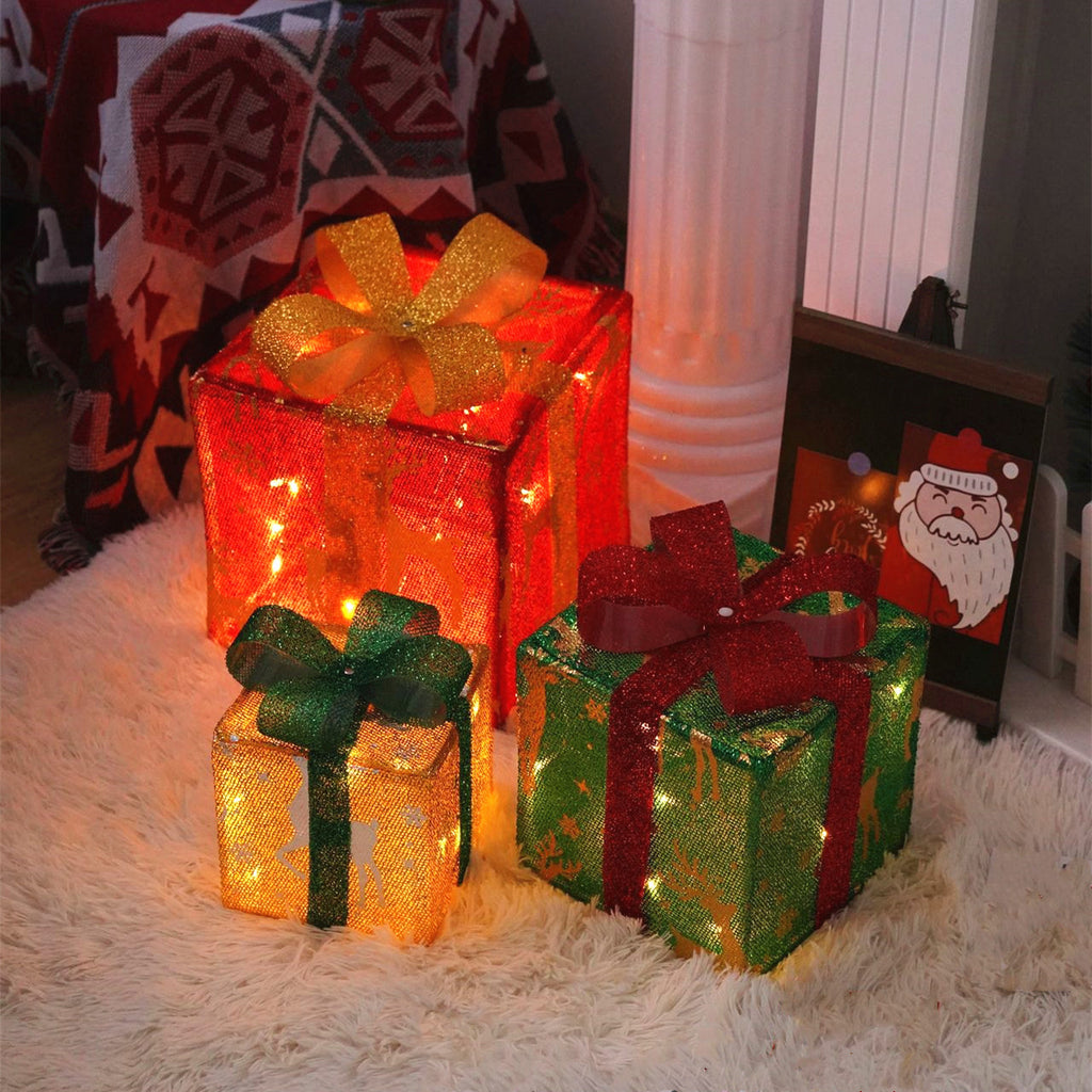 3PCS Gift Box Set Christmas Lights LED Xmas