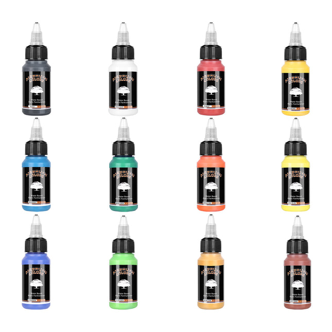 12 Colours 30ml Acrylic Airbrush Paint Set - salelink.co.nz