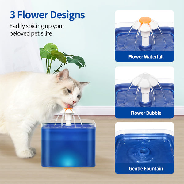 LED Automatic Electric Pet Water Fountain Dog Cat Drinking Bowl 2L
