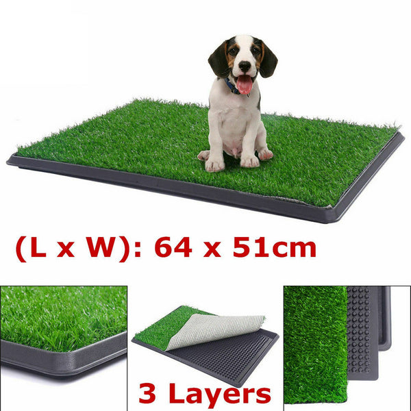 Indoor Pet Dog Training Toilet Grass Mat Trainer Tray 3 Layers