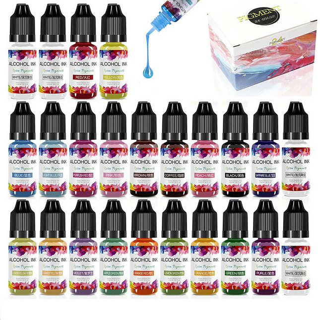 24 Bottle Resin Pigment Kit Liquid Dye - salelink.co.nz