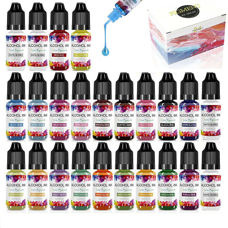 24 Bottle Resin Pigment Kit Liquid Dye
