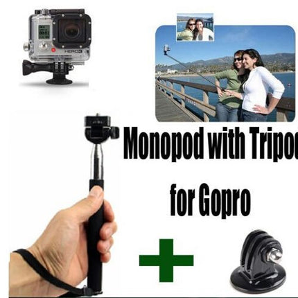 Extendable Pole Monopod Tripod Adapter for GoPro - salelink.co.nz