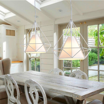 38CM Pendant Hanging Light Lampshade Metal Diamond White - salelink.co.nz