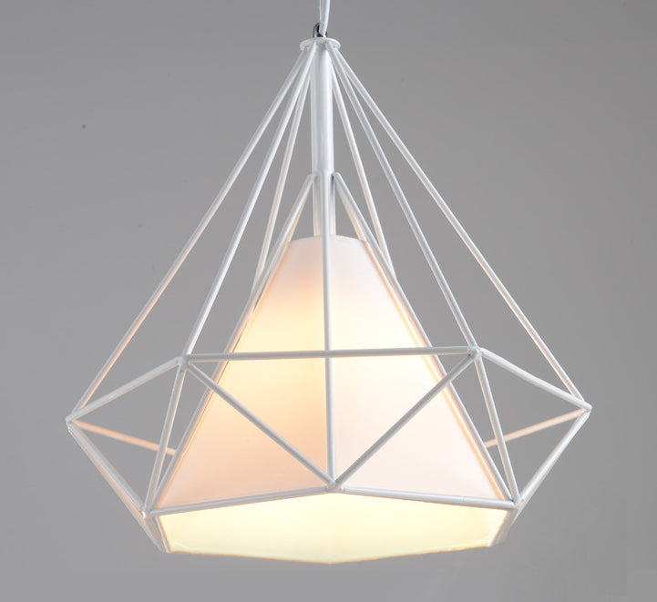 WHITE 28x28CM Diamond Shape Pendant Light Hanging Lamp