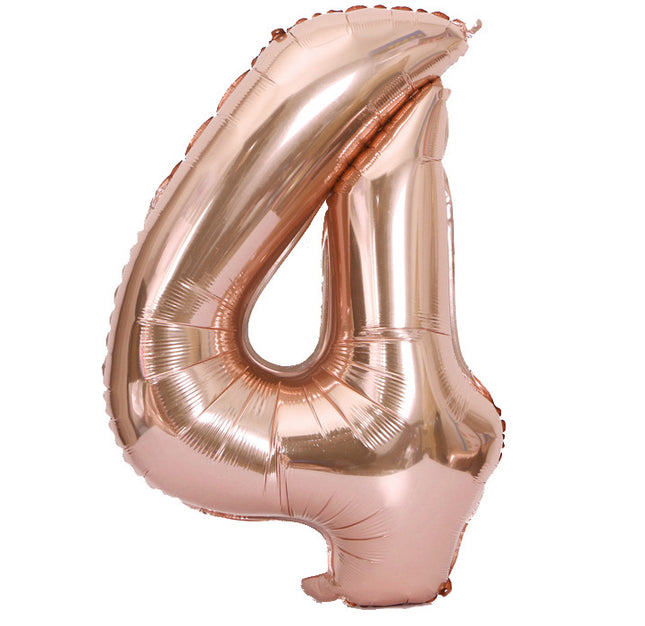 4 Rose Gold Jumbo Numbers 100cm 40" Helium Quality Foil Balloons Number Giant - salelink.co.nz