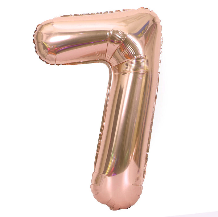 7 Rose Gold Jumbo Numbers 100cm 40" Helium Quality Foil Balloons Number Giant