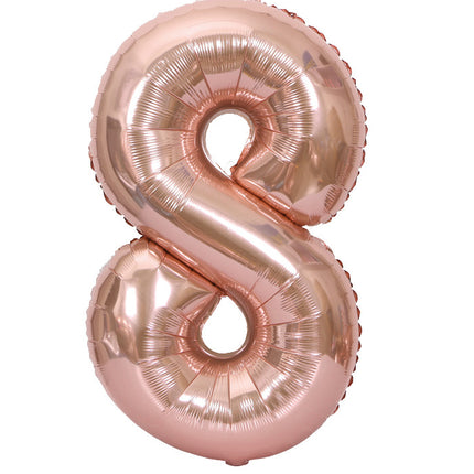 8 Rose Gold Jumbo Numbers 100cm 40" Helium Quality Foil Balloons Number Giant - salelink.co.nz