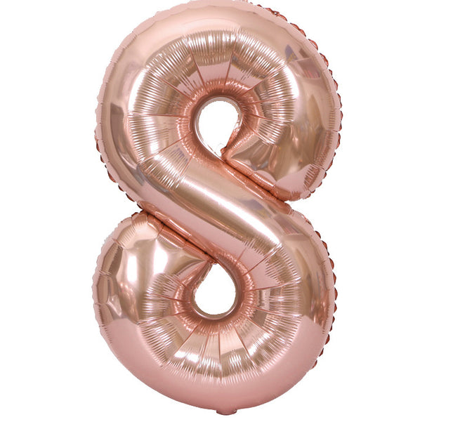 8 Rose Gold Jumbo Numbers 100cm 40" Helium Quality Foil Balloons Number Giant - salelink.co.nz