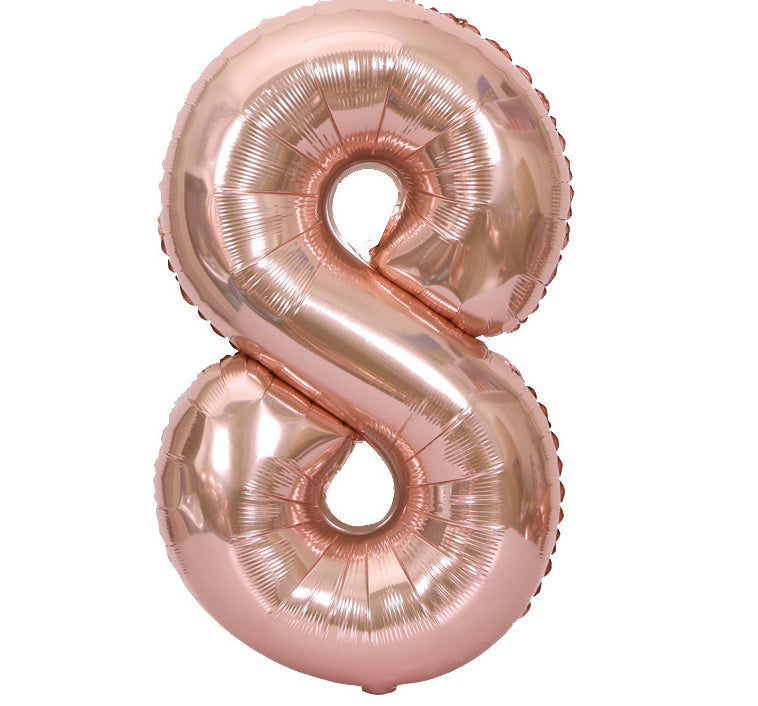 8 Rose Gold Jumbo Numbers 100cm 40" Helium Quality Foil Balloons Number Giant