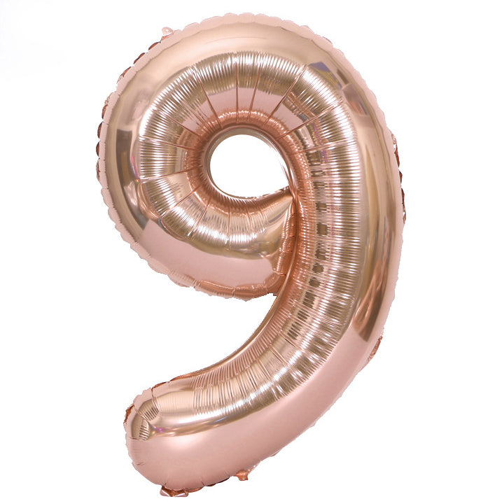 9 Rose Gold Jumbo Numbers 100cm 40" Helium Quality Foil Balloons Number Giant