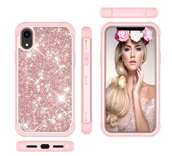 iPhone XS MAX Case Glitter Bling Rose Gold Cover Shockproof Rugged Heavy Duty - salelink.co.nz