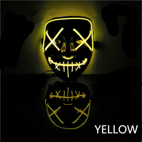 Cosplay Led Costume Wire Light Up Fluorescent Mask Halloween Scary The Purge