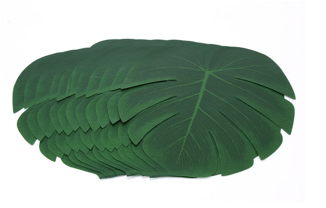 12x Artificial Hawaiian Luau Tropical Beach Party Leaf Jungle Palm Decoration - salelink.co.nz