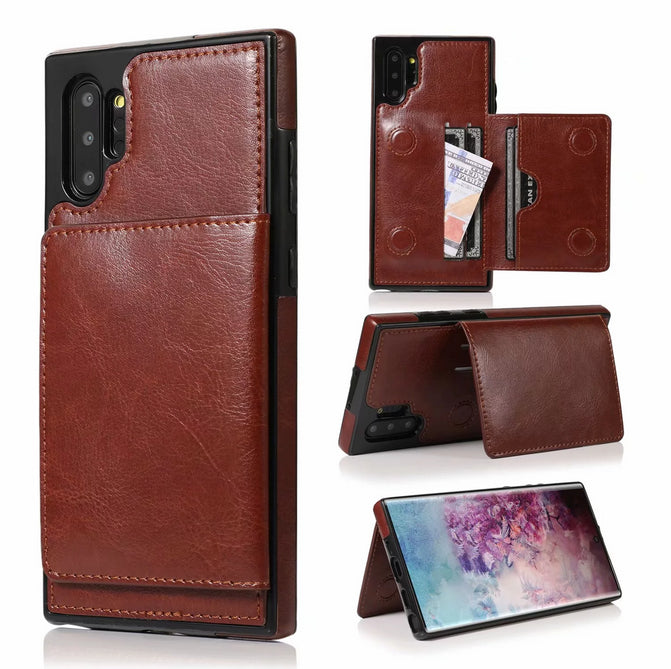 Samsung Note 10 Case Back Flip Wallet PU Leather Cover with Card Slots - salelink.co.nz