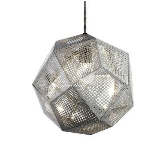 Metal Pendant Light Geometric Silver Lamp Shade Hanging