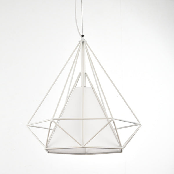 WHITE 28x28CM Diamond Shape Pendant Light Hanging Lamp