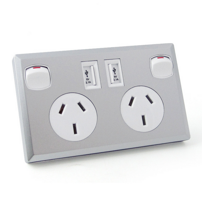 Dual USB 2.1A Power Point Home Wall Power Supply Socket - salelink.co.nz