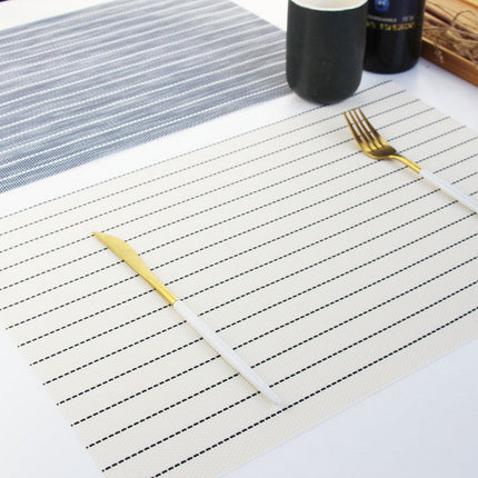 Pack of 4 Stripe Placemats Tableware Pad Dining - White - salelink.co.nz