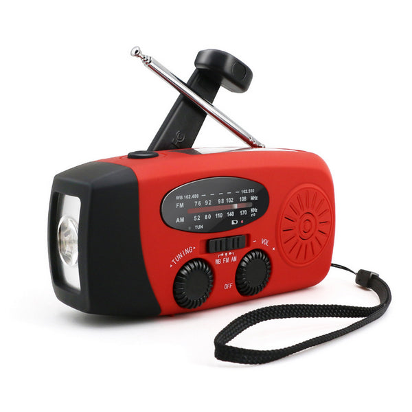 Emergency Solar Light Hand Crank Dynamo FM Radio Flashlight USB Power Bank