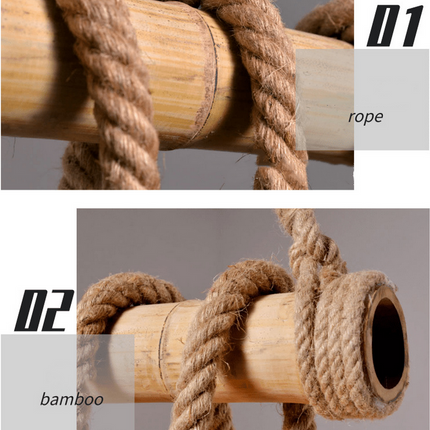 Bamboo Rope Hanging Pendant Light 3 Heads - salelink.co.nz
