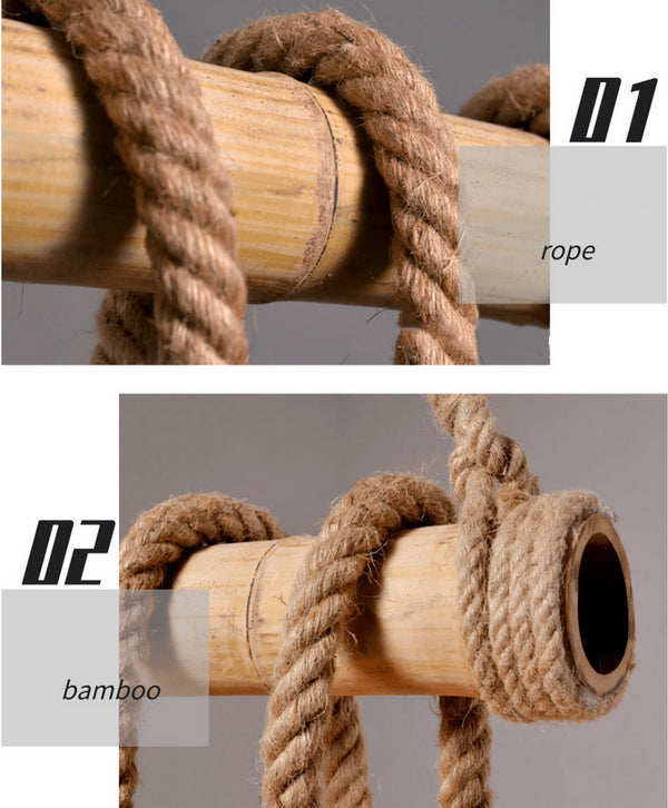 Bamboo Rope Hanging Pendant Light 3 Heads