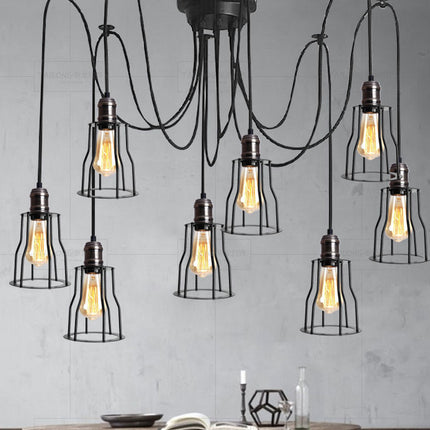 8 Heads Cage Hanging Lamp Pendant Light