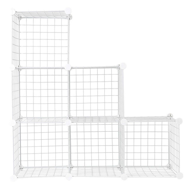 6 Cubes White  DIY Wire Storage Shelves Cabinet Metal Display Shelf Toy Book
