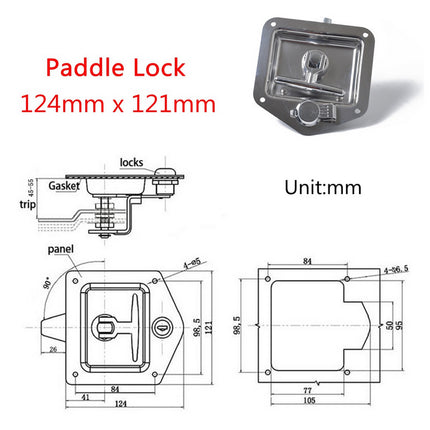 T Handle Lock With Keys Trailer Camper Truck - salelink.co.nz