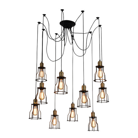 Ceiling Cage Pendant Lamp Light 10 Heads